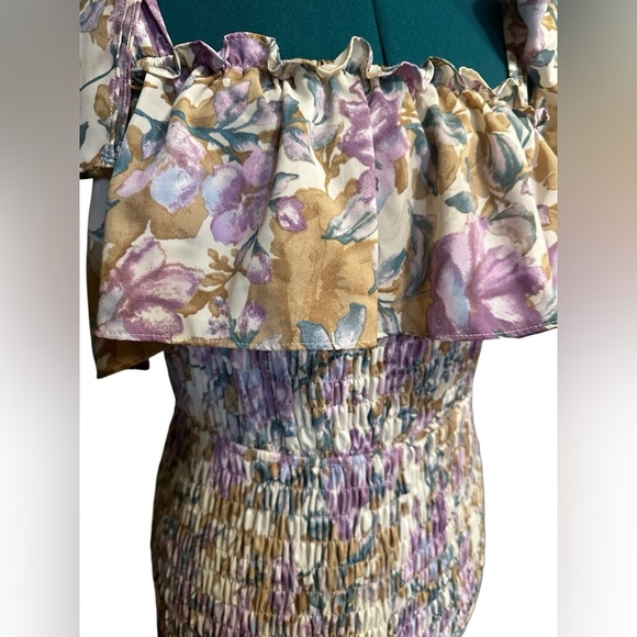 Dee Dee Home Sweet Hawaii Tie Shoulder Floral Drop Waist Maxi Dress Large - Picture 10 of 14